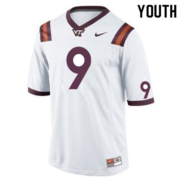 Youth #9 Justus Reed Virginia Tech Hokies College Football Jersey Sale-White - Click Image to Close